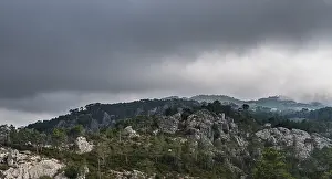 Mountainous Beauty In Nature Prints: Mountain landscape with dramatic clouds