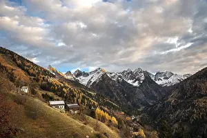 Tyrol Austria Landscape Prints: Mountain landscape in fall, cloudy