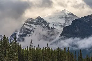 Canadian Rocky Mountains Prints: Mountain massif with snow and clouds