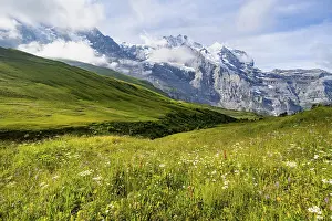 Swiss Alps Landscape Photography Prints: Mountain panorama with peaks Eiger
