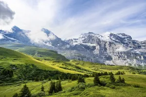 Swiss Alps Landscape Photography Prints: Mountain panorama with peaks Eiger