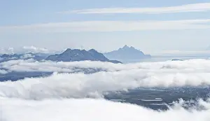 Northern Europe Mountain Scenery Prints: Mountain peaks above the clouds