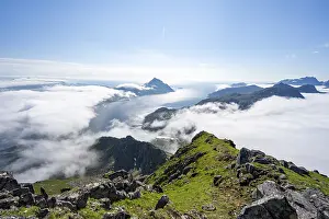 Scandinavian Mountain Landscape Prints: Mountain peaks above the clouds