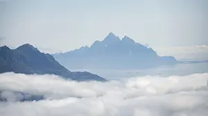 Lofoten Norway Prints: Mountain peaks above the clouds