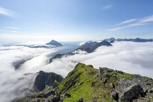Lofoten Norway Prints: Mountain peaks above the clouds