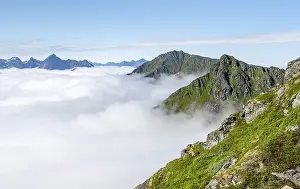 Lofoten Norway Prints: Mountain peaks above the clouds
