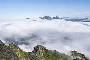 Lofoten Norway Prints: Mountain peaks above the clouds