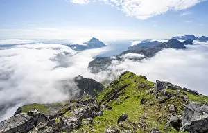 Lofoten Norway Prints: Mountain peaks above the clouds
