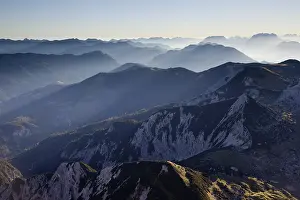 High Mountain Ranges Europe Prints: Mountain ridges with backlighting