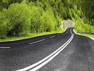 Long Distance Traffic Europe Prints: Empty mountain road in spring