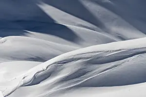 Snow Capped Mountain Range Prints: Mountain slope, snow surface with structures