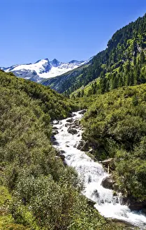 Austrian Alps Landscape Photography Prints: Mountain stream with a view of the Reichenspitze