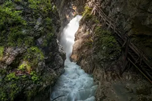 Deserted Mountain Stream Prints: Mountain stream with waterfall