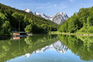Upper Bavaria Mountains Prints: Mountains reflected in the lake