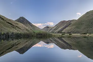 Mountainous Lake Landscape Photography Prints: Mountains are reflected in Lake