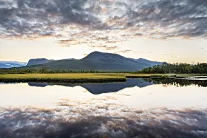 Lapland Sweden Prints: Mountains reflected in small lake