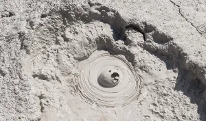Geothermal Energy Source NZ Prints: Mud pool, bubbling mud pot, hot spring