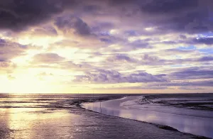 Cloudy Atmosphere Europe Prints: Mudflats at ebb, mood, dramatic sky