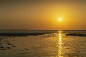 Low Tide Beach Scene Prints: Mudflats in evening light, tidal flat