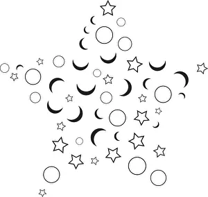 Isolated Object On White Ground Prints: Multi-shape scattered abstract design on white