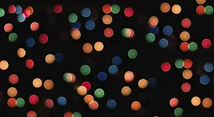 Abstract Geometry Design Prints: Multicolored circles on a black background with blur abstract pattern