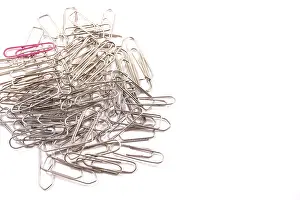 Isolated Object Prints: Multiple paper clips on a white background