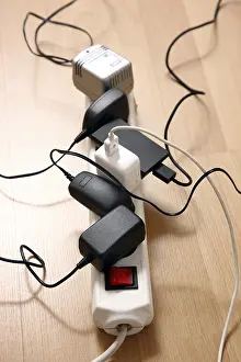 Electricity Tariff Prices Prints: Multiple power strips for connection of multiple electrical devices