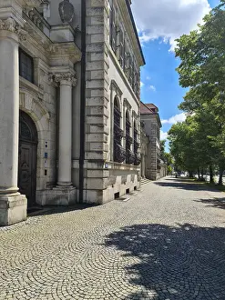 Framed Print : Munich Cobblestone Street Print