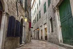 Prints of Narrow street in the Old town of Kotor, Montenegro Montenegro Prints: Print of Narrow Street in Kotor's Old Town, Montenegro