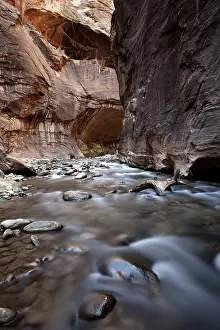Slot Canyon Photography Prints: The Narrows, constriction of the Virgin River