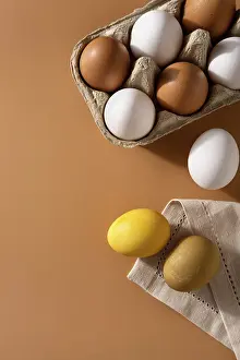 Colorful Easter Egg Tradition Prints: Naturally dyed easter eggs on beige background
