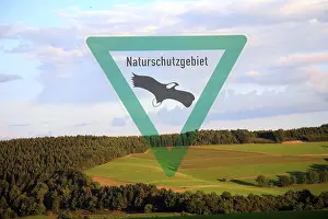 Environmental Protection Signs Prints: Nature reserve with transparent sign, composing