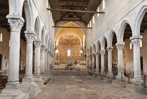 World Heritage Site In Italy Prints: Nave with altar and apse, columns