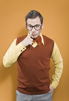 Bizarre Facial Expression Prints: Nerd picking his nose