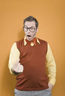 Bizarre Facial Expression Prints: Nerd picking his nose