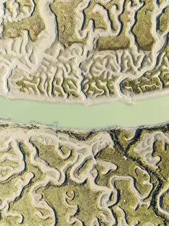 Drone Shot Cadiz Province Spain Prints: Network of channels and streams at low tide