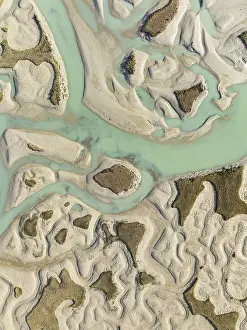 Bird Reserve Aerial Photography Prints: Network of channels and streams at low tide