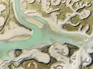 Low Tide In Cádiz Province Prints: Network of channels and streams at low tide