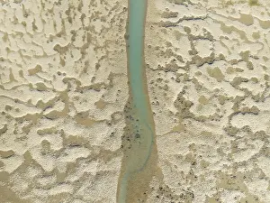 Drone Shot Cadiz Province Spain Prints: Network of channels and streams at low tide
