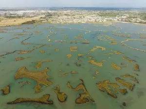 Framed Print : Aerial View Print: Cadiz Marshland Network