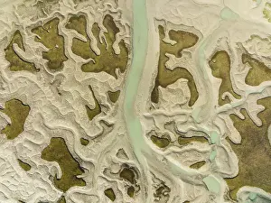 Drone Shot Cadiz Province Prints: Network of channels and streams at low tide