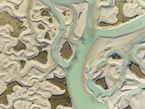 Bird Reserve Aerial Photography Prints: Network of channels and streams at low tide