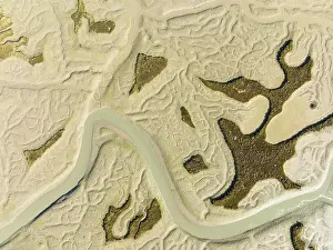 Drone Shot Cadiz Province Prints: Network of channels and streams at low tide