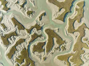 Drone Shot Cadiz Province Prints: Network of channels and streams at low tide