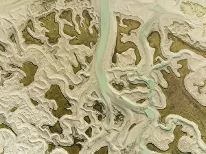 Bird Sanctuary Aerial Photography Prints: Network of channels and streams at low tide