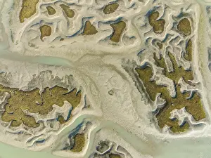 Bird Reserve Aerial Photography Prints: Network of channels and streams at low tide