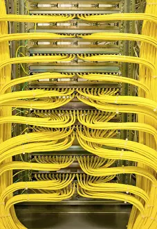 Digital Data Transmission Prints: Network switch with RJ45 network cable in a data center Network switch with RJ45 network cable in a data center