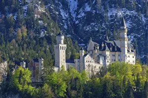 German Castles And Palaces Prints: Neuschwanstein Castle in spring