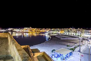 Prints of Night view of harbor of Otranto, Greek-Messapian city on the Adriatic Sea in Italy Otranto Prints: Night View of Otranto Harbor Print, Italy