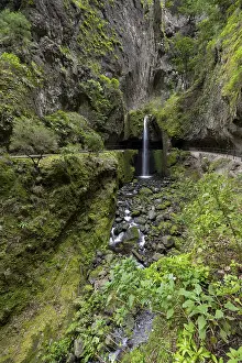 Madeira Island Scenery Prints: Nova waterfall and Moinho in a gorge